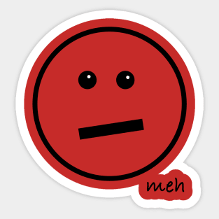 Meh Face - Black on Red Sticker